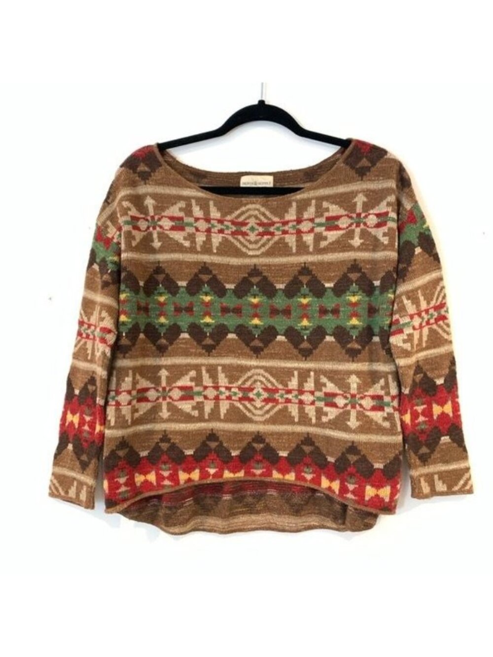 Denim & Supply Ralph Lauren Tribal Print Brown Knit Sweater Size M Cotton